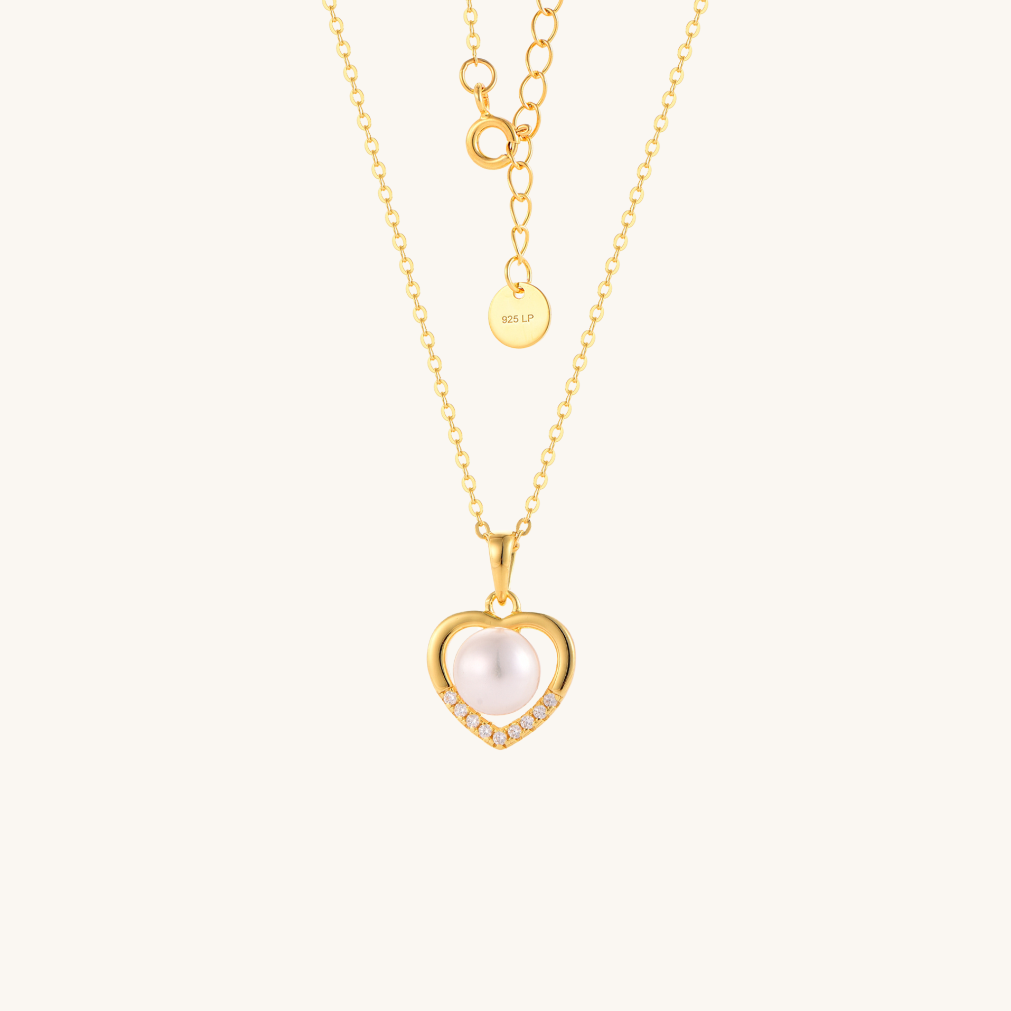 Gold Heart Freshwater Pearl Necklace