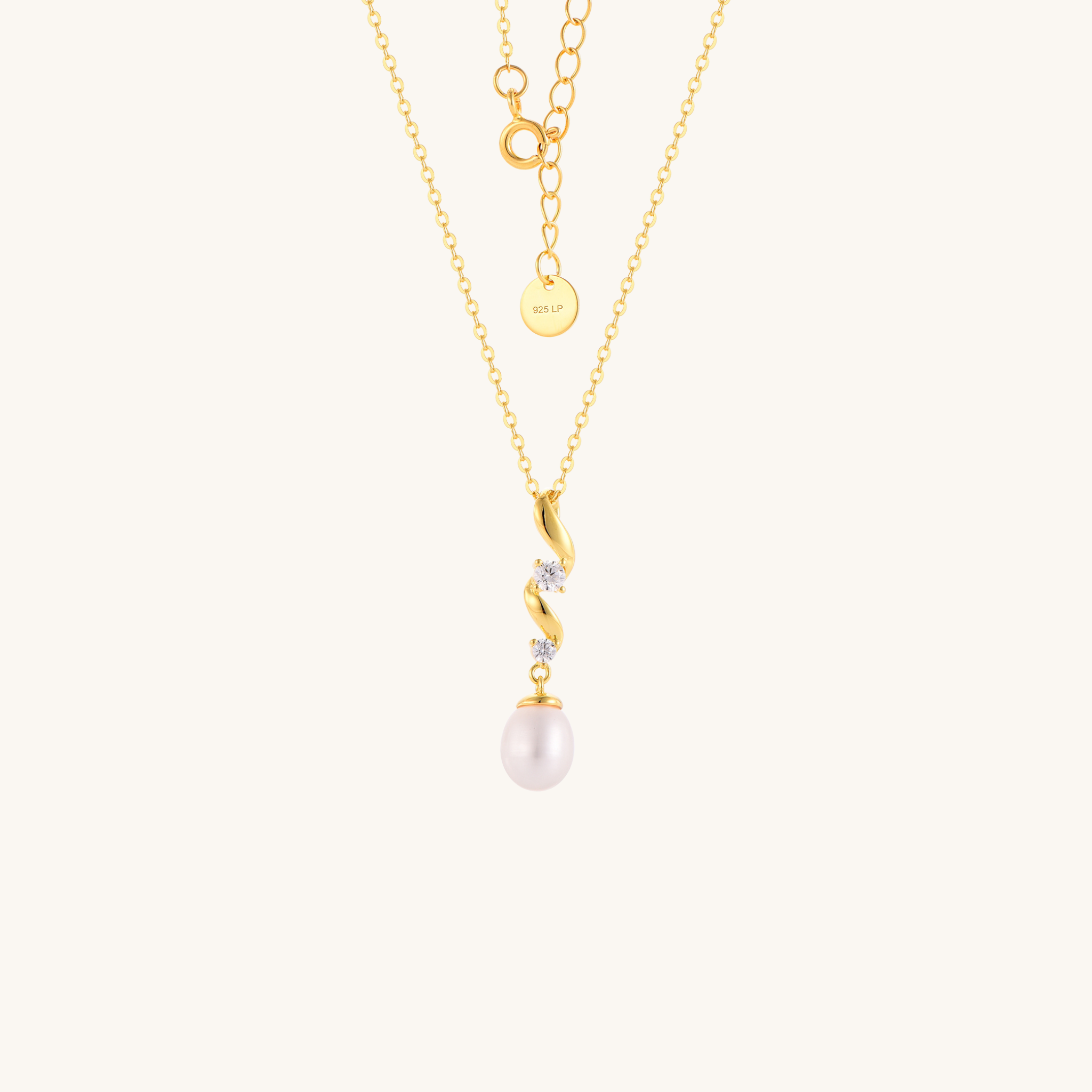 Zig Zag Gold Pearl Necklace