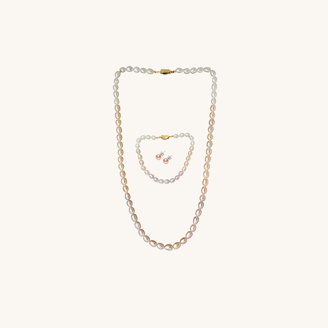 Pastel Tri-Colored Little Women Pearl Set