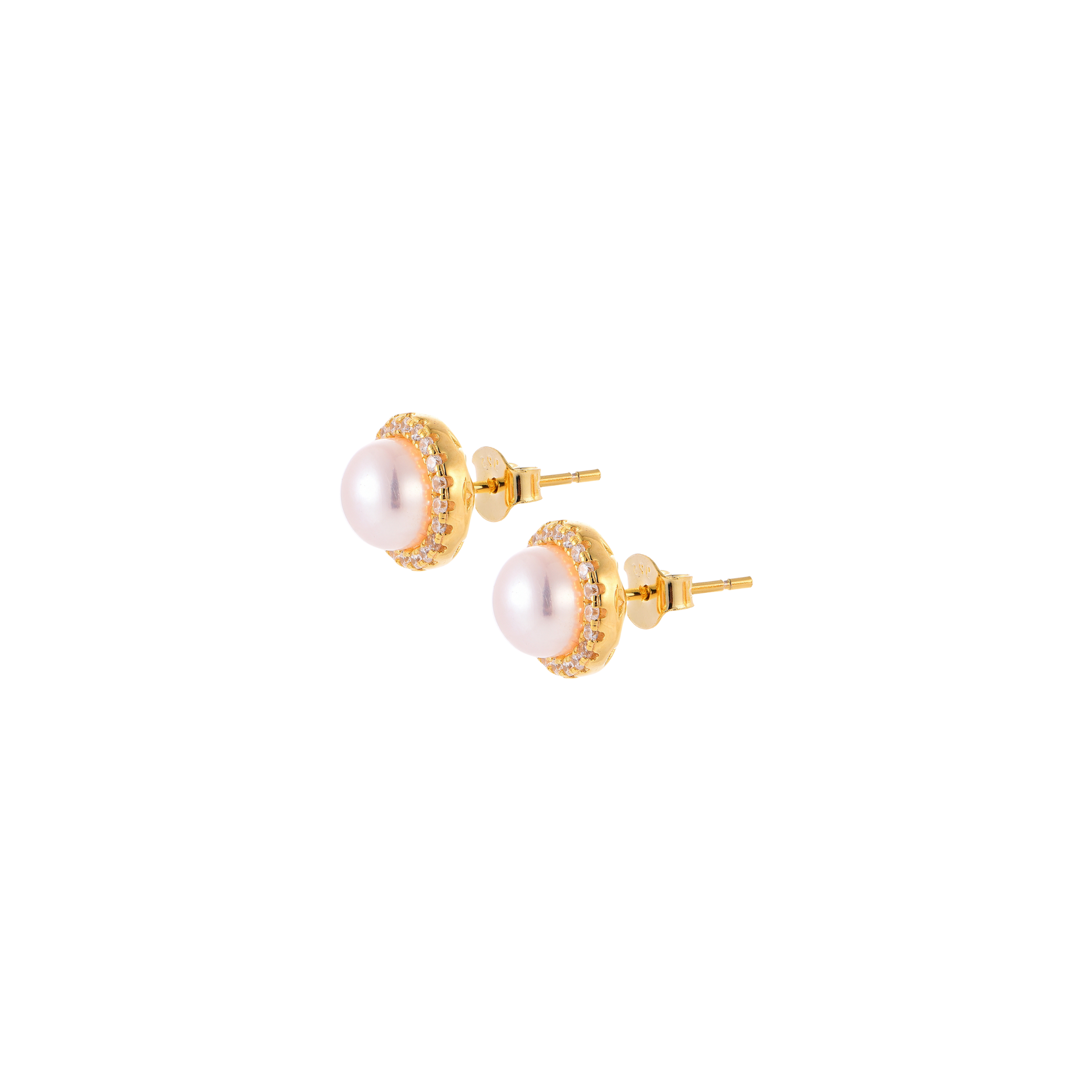 Pearl Halo Gold Stud Earrings