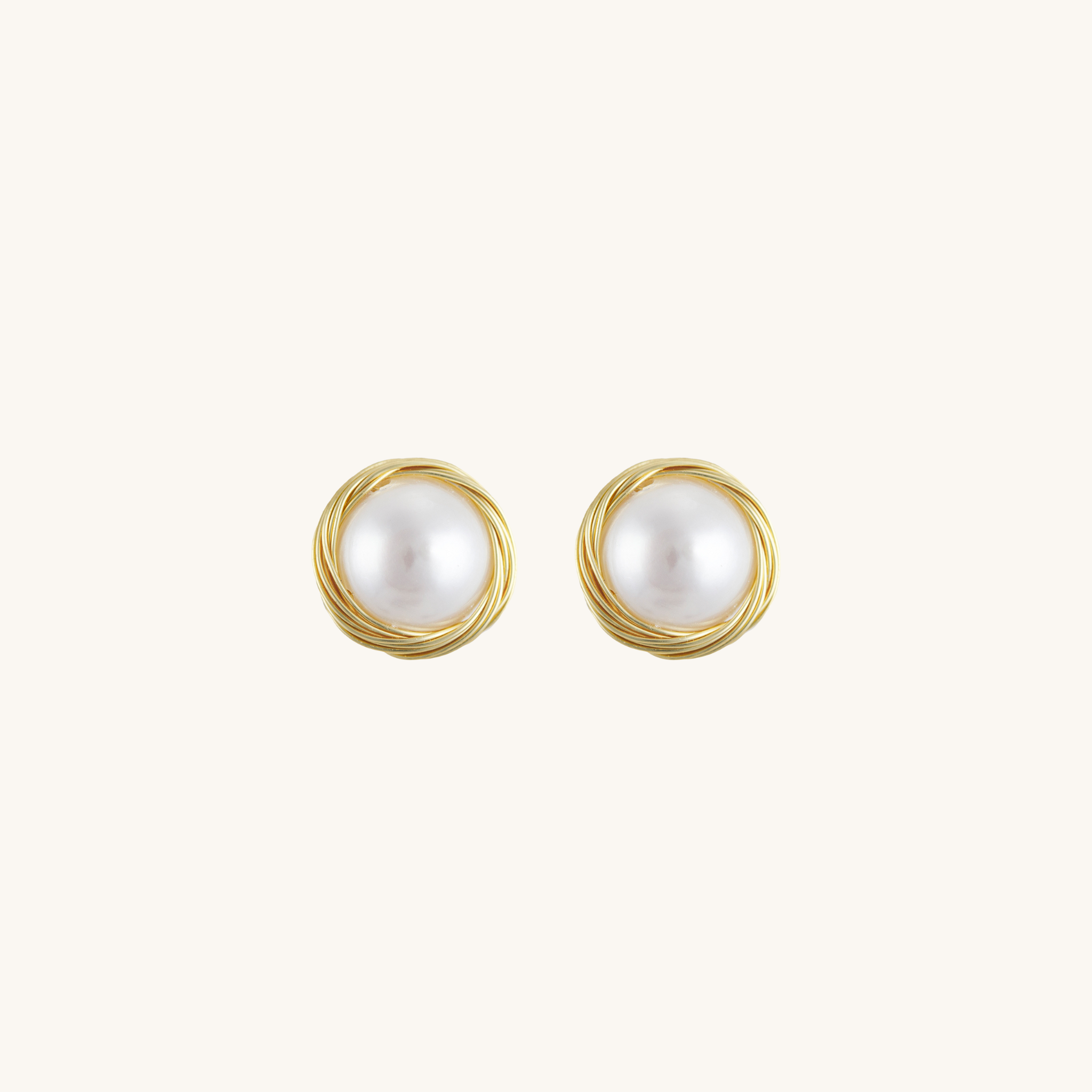 Freshwater Pearl Earrings Nested in Woven