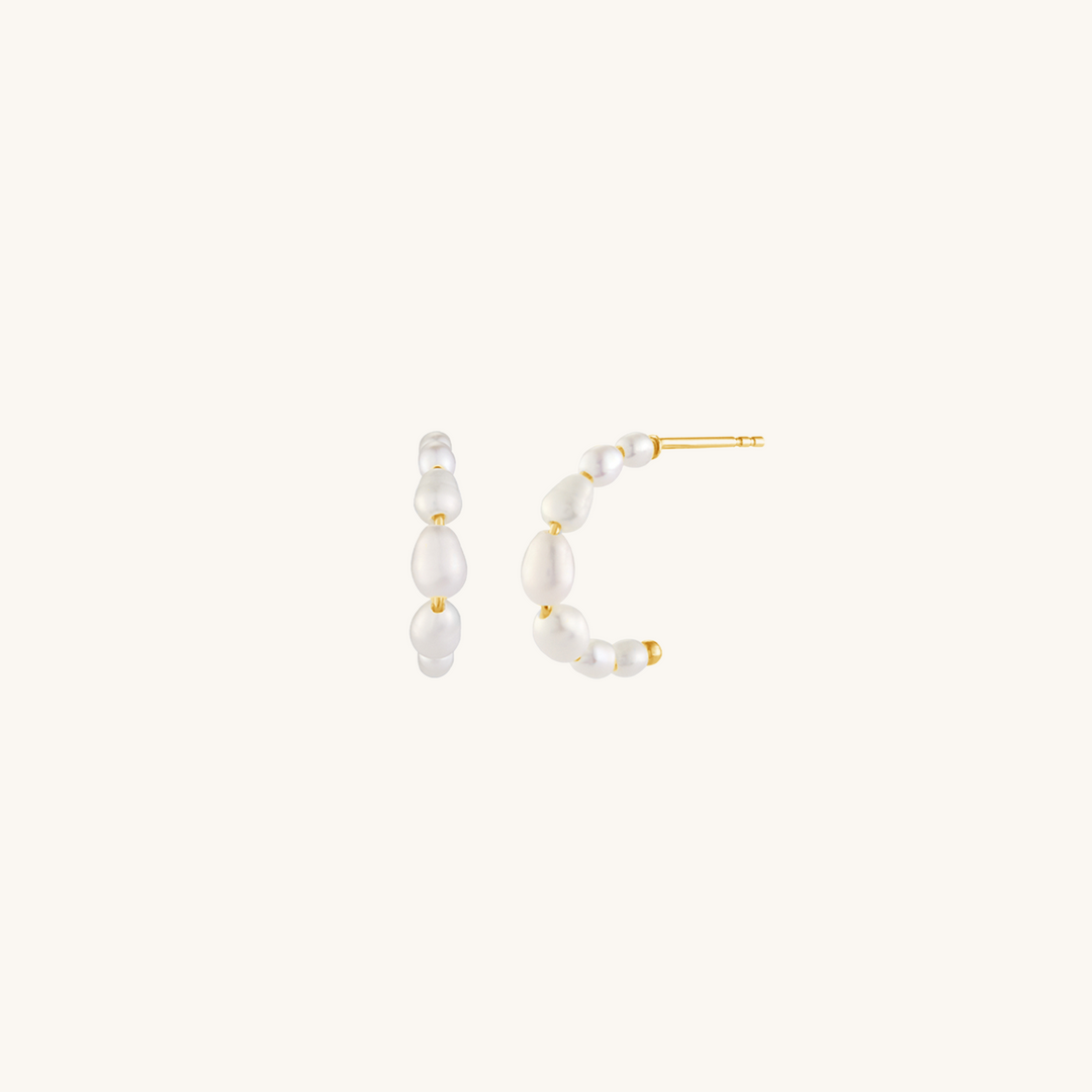 Mini Freshwater Pearl Hoop Earrings