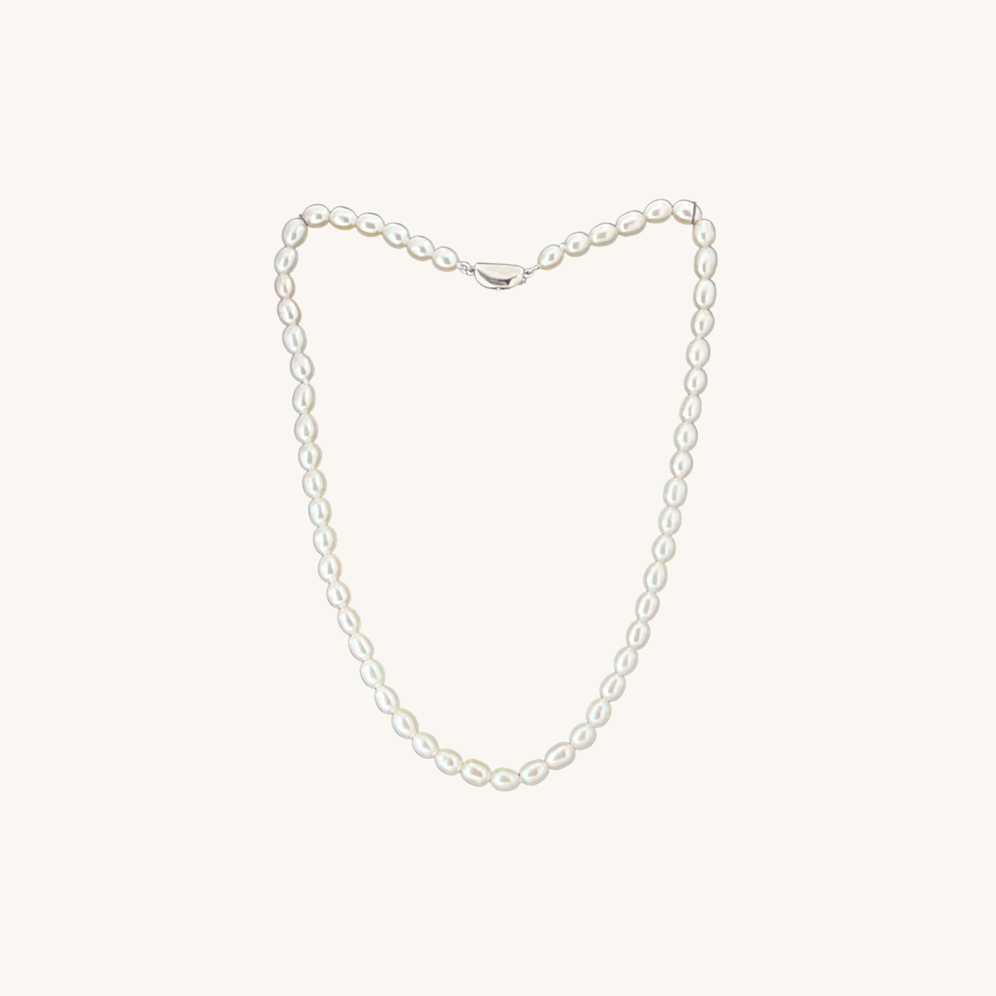 Freshwater Rice Pearl Choker Necklace in Silver